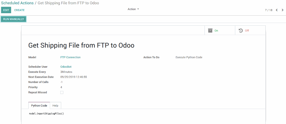 Get Shipping Files from FTP to Odoo