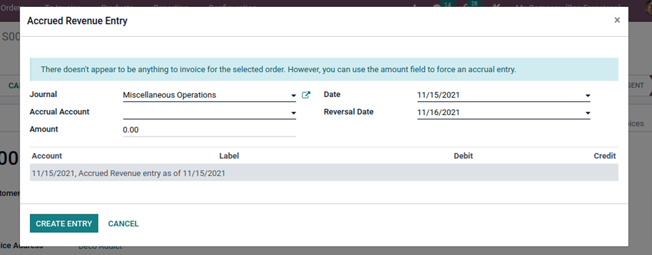 Sales  Accrual Revenue Entry: new feature for maintaining revenue entry.